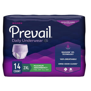 14-pk Prevail Daily Underwear 2XL Comfortable Absorbent Adult Incontinence Pants